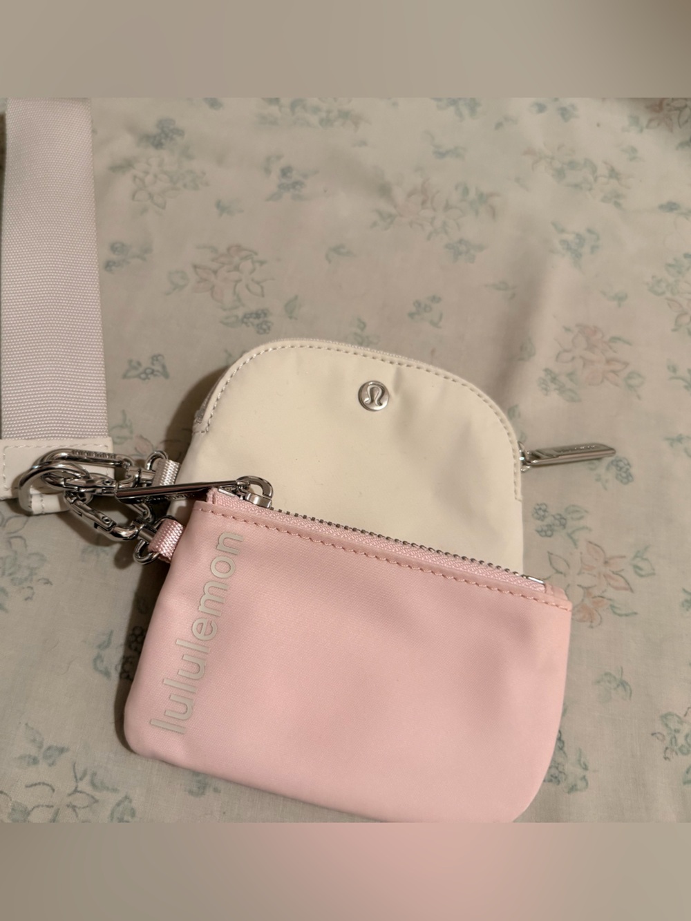 Lululemon Pink & Cream Wristlet